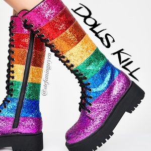 rainbow sequin boots